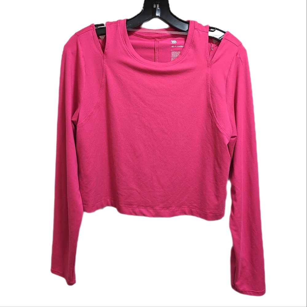 All in Motion Top Cropped Cut out Shoulder Hot Pink Size Large